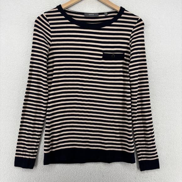 MARCS Top Womens XS Stretch Viscose Jersey Striped Long Sleeve Blue - Picture 1 of 12